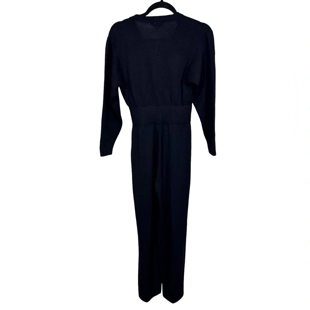 St. John Sportswear Vintage Santana Knit Surplice Pleated Jumpsuit in Black
